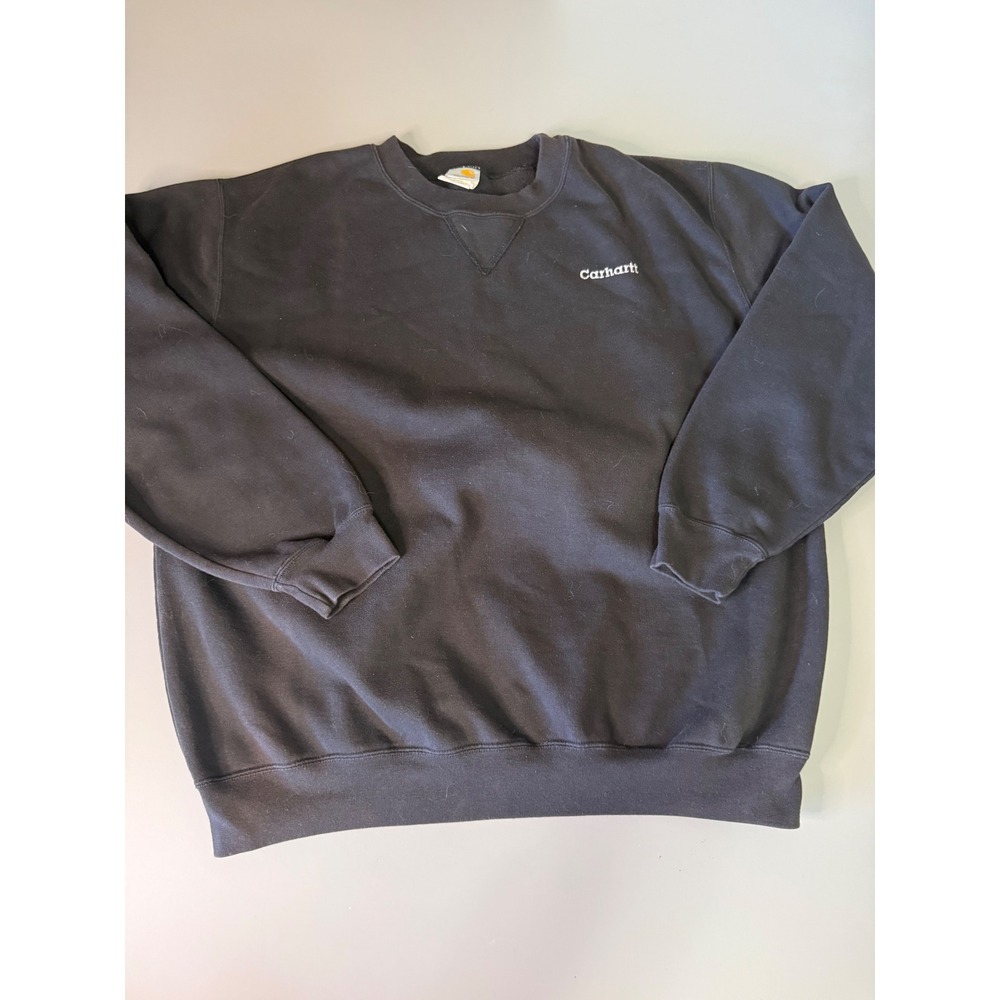 Carhartt Mens XL Crewneck Sweatshirt Black Embroidered Logo Pullover K44BLK